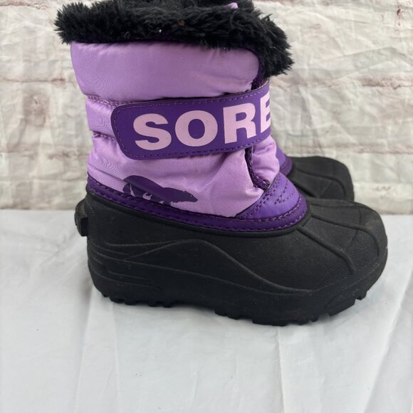 Sorel Girls Toddler 11 Purple Snow Commander Insulated Winter Snow Boots - Picture 3 of 11